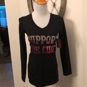 Support the cure pink embellished top small